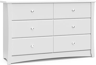 Commode double à 6 tiroirs storkcraft crescent (blanc) de chambre
