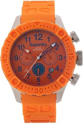 Montre superdry syg142o pour homme scuba deep sea avec bracelet en silicone orange