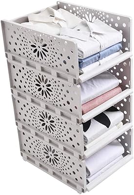 Paquet de 4 boîtes de rangement, organisateur de garde-robe, boîte de rangement en plastique amovible, étagères de placard pour garde-robe, chambre à coucher, 34 * 43 * 18 cm. Diaytar : L'excellence du service, la douceur des prix