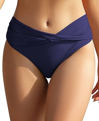 Maillot de bain femme shekini, bas de bikini avec devant plissé