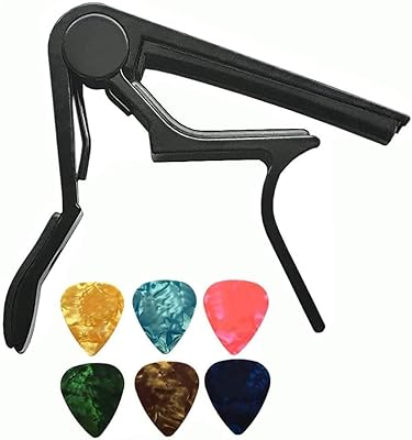 Capodastre de guitare delfino 2 pièces avec 6 médiators et pince à clé pour capodastre à déclenchement, accessoires de guitare acoustique à changement rapide pour acoustique, électrique, ukulélé et basse. Diaytar : Des prix qui défient toute concurrence