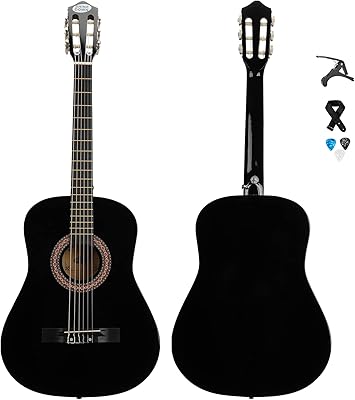 Guitare classique shinedown 38 pouces en nylon noir pour débutants et adultes
