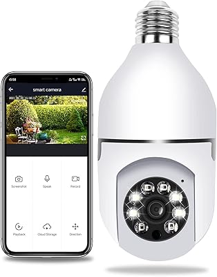 Caméra de sécurité sans fil extérieure autosur à 360 degrés, wifi 2,4 ghz