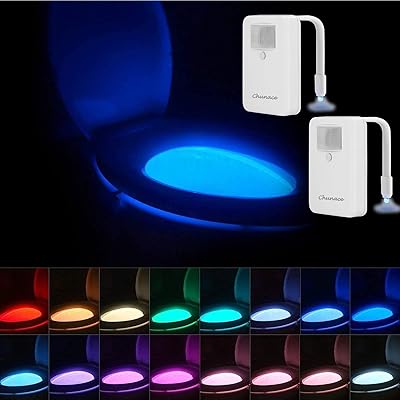 Lot de 2 veilleuses de toilettes 16 couleurs détecteur de mouvement cadeaux d'anniversaire