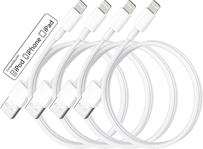 Chargeur iphone certifié apple 4 pièces 3 pieds câble lightning vers usb câbles