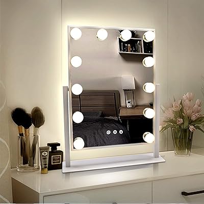 Miroir de maquillage hollywood avec lumières de willy, grand miroir de courtoisie éclairé