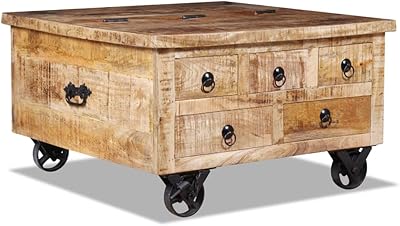 Table basse brute vedaxl, en bois de manguier, dimensions 70 x 70 x