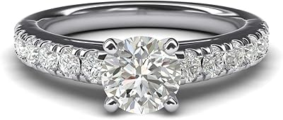 Bague de fiançailles classique en argent sterling 1 carat, 4 griffes, diamants solitaires