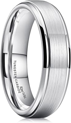Bague en tungstène kingwell basic pour hommes alliance de 6 mm 7