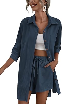 Ensemble de survêtement deux pièces en coton et lin pour femme avec t-shirt