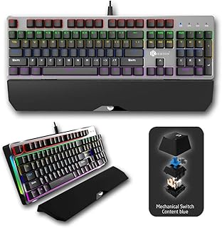 Clavier de jeu mécanique filaire usb remson k30 avec 104 touches bleues, langues