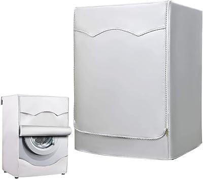 Housse de réfrigérateur anti-poussière en lin de beauté avec poches de rangement, protection