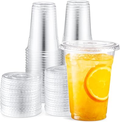 Gobelets en plastique transparent yubaco de 16 oz avec couvercles, 100 gobelets