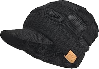 Bonnet tricoté à larges manchettes doublé de laine pour hommes pour l'hiver