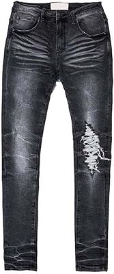 Yeprem pantalons de survêtement pour hommes, jeans déchirés, pantalons de rue endommagés et froissés (couleur : hortel, taille : 30). Redéfinissez vos attentes shopping avec Diaytar
