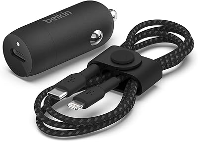 Chargeur de voiture rapide usb-c belkin 20 w avec câble vers