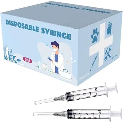 50pcs 5ml-cc seringues en plastique avec 22g d'injection d'échantillons de laboratoire pour scientifique