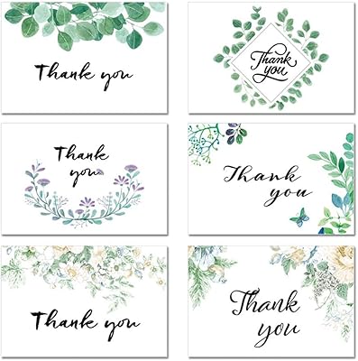 Makingtech lot de 30 cartes de remerciement florales avec enveloppes, cartes de remerciement
