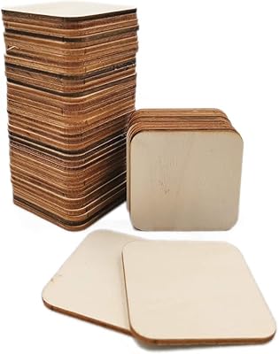 50pcs blocs de bois non finis, carrés en bois vierges 4x4" pour l'artisanat