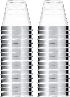 Gobelets jetables en plastique à paillettes argentées de 9 oz, gobelets en plastique transparent pour mariage, thanksgiving, noël, 30 pièces. Plus de choix, moins de dépenses avec Diaytar