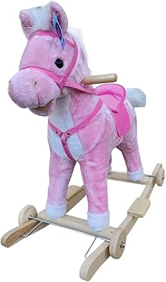 Joli cheval à bascule pour enfants avec roues en bois lb 501w