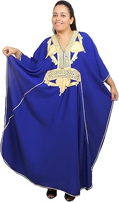 Caftan marocain fait main pour femme grande taille avec broderie taille xxl à