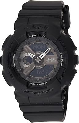 Montre analogique-numérique noire casio baby-g pour femme avec bracelet en résine - ba-110bc-1a
