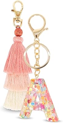 Porte-clés à pompon et lettre 2 pièces pendentif de sac boho tissé la main