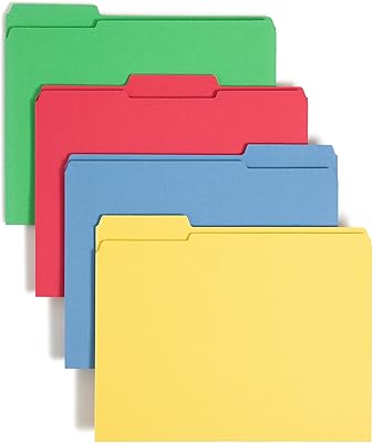 Dossier smead, ruban renforcé 1/3 pièce, format lettre, couleurs assorties, 12 pièces