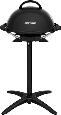 Gril électrique george foreman pour utilisation intérieure et extérieure, 15 portions, noir