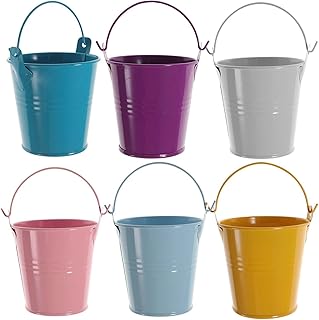 Elipis 6pcs mini seaux en métal avec poignées seaux en étain galvanisé, petit