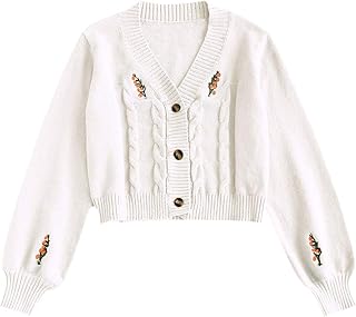 Veste cardigan courte boutonnée sur le devant, col v, manches longues et bords