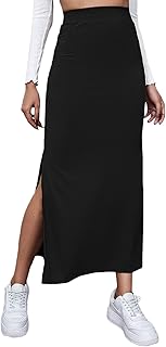 Jupe longue moulante en tricot côtelé georglitter pour femme avec taille haute