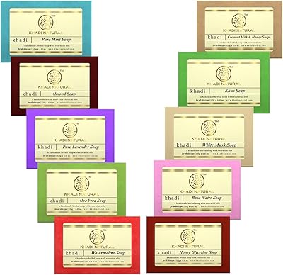 Coffret cadeau de savons naturels assortis khadi (lot de 10) 125 g x