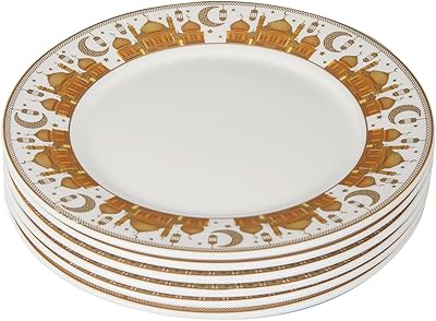 Assiettes à dîner en porcelaine design ramadan, plateau de service rond en céramique