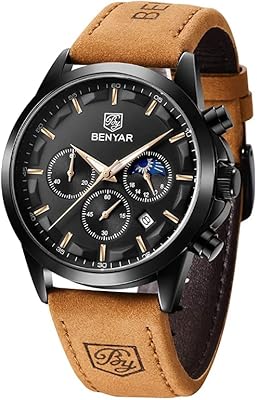 Montre chronographe multifonction avec mouvement à quartz et affichage de la date