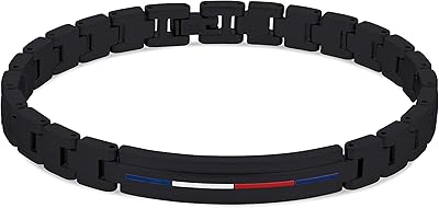 Bracelet en acier inoxydable pour homme, noir, acier inoxydable, agate