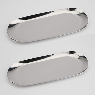 Plateau décoratif en acier inoxydable, lot de 2, 7" de haut, organiseur