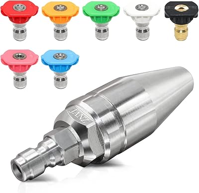 Buse rotative turbo pour nettoyeur haute pression avec 7 têtes de buse, jet