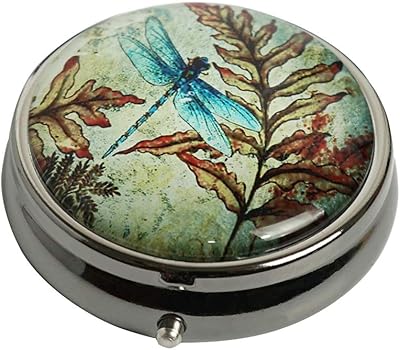 Wucong fashion design gun argent verre rond pilulier boîte décoration (esprit libellule)