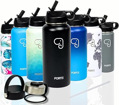 Bouteille d'eau isotherme forte en acier inoxydable - carafe à eau réutilisable et sans bpa avec couvercle anti-fuite - disponible dans des designs esthétiques - parfaite pour la salle de sport, le bureau et une utilisation quotidienne (noir 32 oz/ 1 litre). Diaytar : Où chaque achat est une victoire pour votre budget
