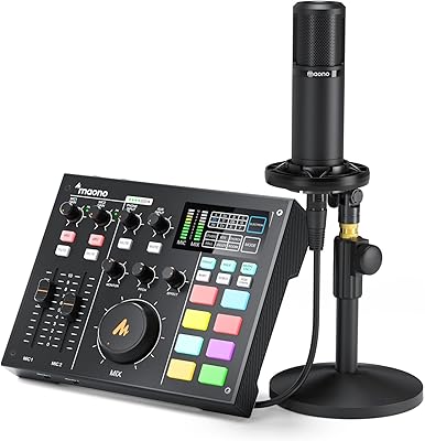 Interface audio avec table de mixage dj et carte son studio