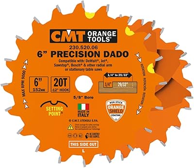 Jeu de rainures de précision cmt 230.520.06, fraisage ftg+atb 6" x 20 dents