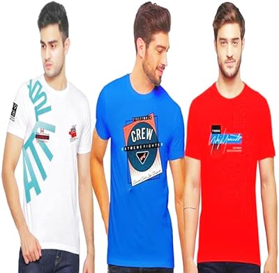 T-shirts en coton imprimés infinitex pour hommes, coupe régulière, lot de 3 t-shirts
