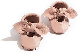 Mocassins à nœud en cuir fraîchement doux, chaussures pour bébés filles, tailles 1