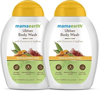 Nettoyant pour le corps mamaearth ubtan au curcuma et au safran pour une peau