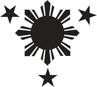 Autocollant en vinyle noir philippines 4 pouces 3 étoiles 1 drapeau solaire