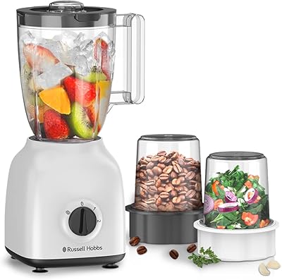 Mélangeur 3 en 1 russell hobbs 400 w, broyeur et hachoir multiples, machine