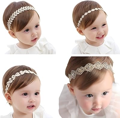 4 pièces bandeaux élastiques à fleurs pour bébé bandeau élastique en de ntelle