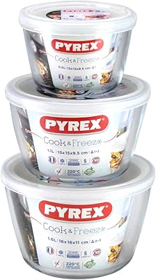 Ensemble de récipients de cuisson et de congélation en verre pyrex avec couvercles